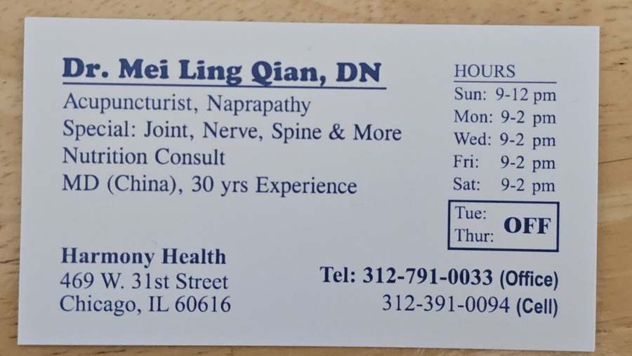 Meiling Qian, DN — Acupuncture in W 31st St, Chicago